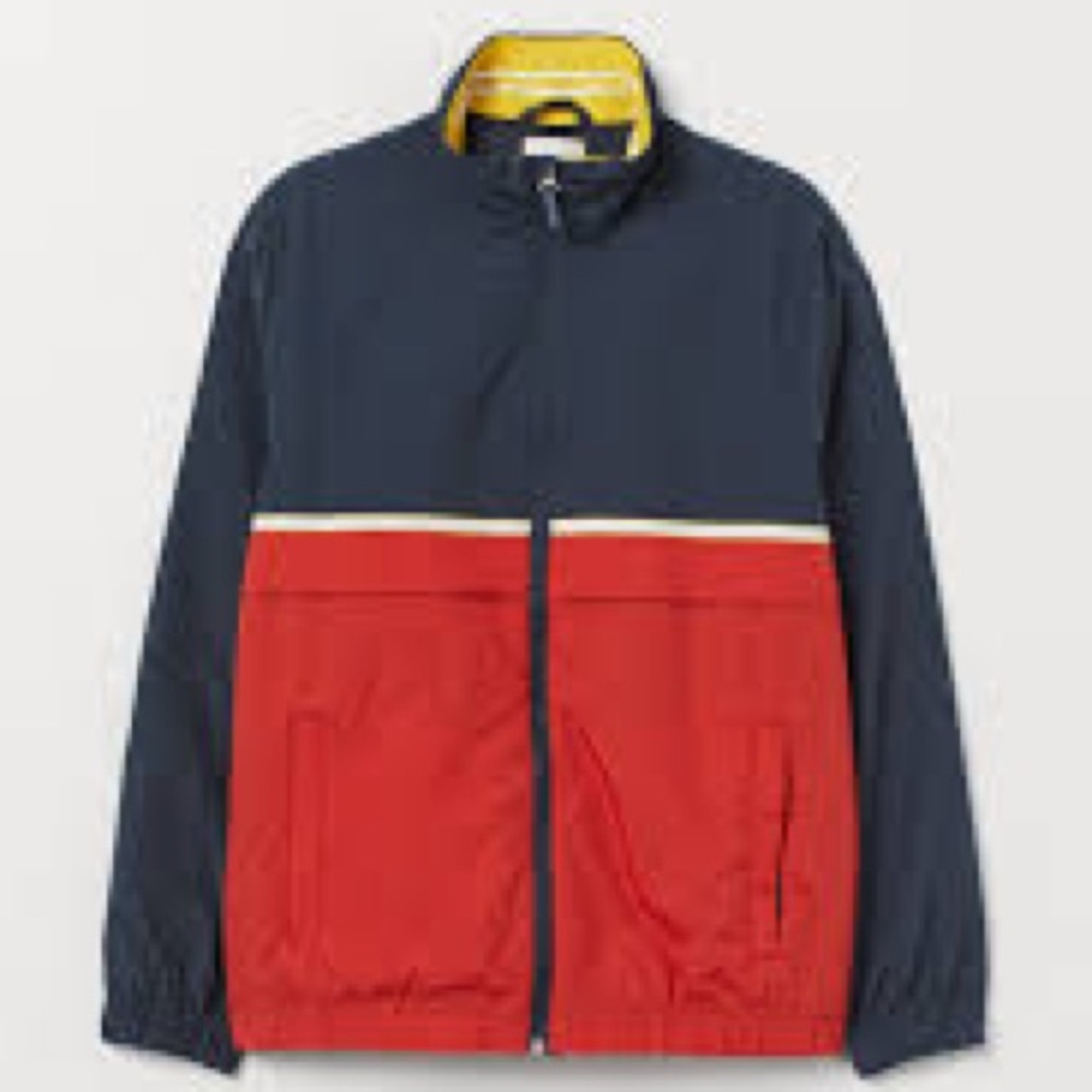 H&M Men's Windbreaker Jacket in Navy and Red